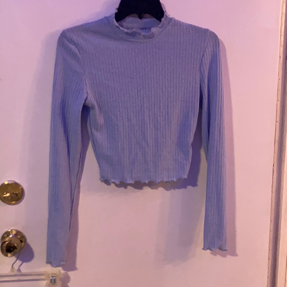 blue turtle neck long sleeve